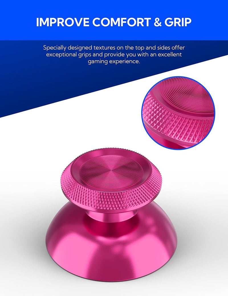 Avericht Metal Thumbsticks for PS5 Controller, Aluminum Joystick Replacement Kit for Dualsense Controller Accessories (Pink) - Image 3